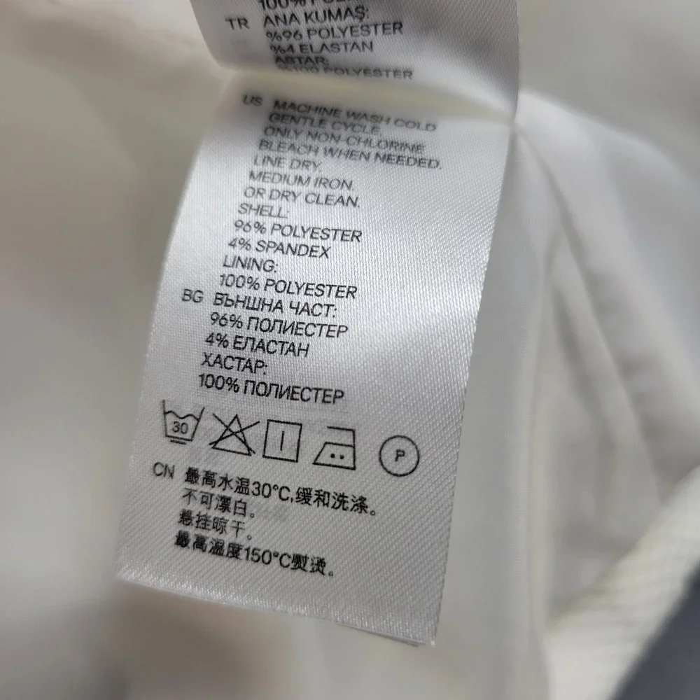 H&M Overcoat Women 4 White Lined Pockets Textured Long Sleeve Open Grannycore 70
